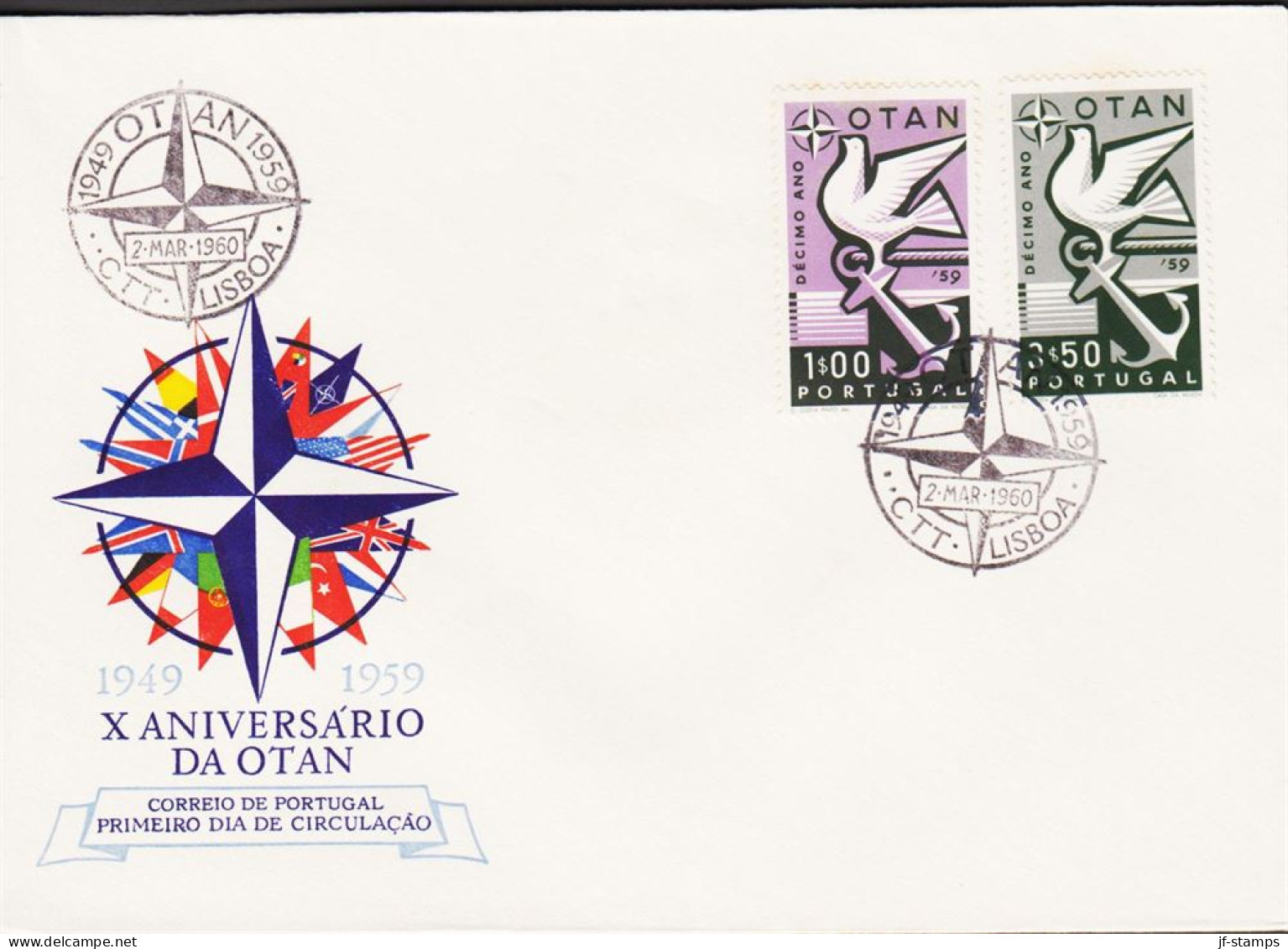 1960. PORTUGAL NATO Complete Set With 2 Stamps On FDC. (Michel 878-879) - JF544885 - FDC