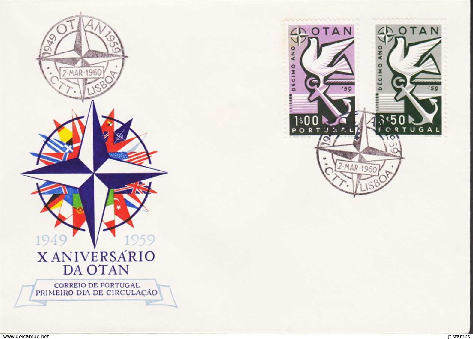 1960. PORTUGAL NATO Complete Set With 2 Stamps On FDC. (Michel 878-879) - JF544886 - FDC