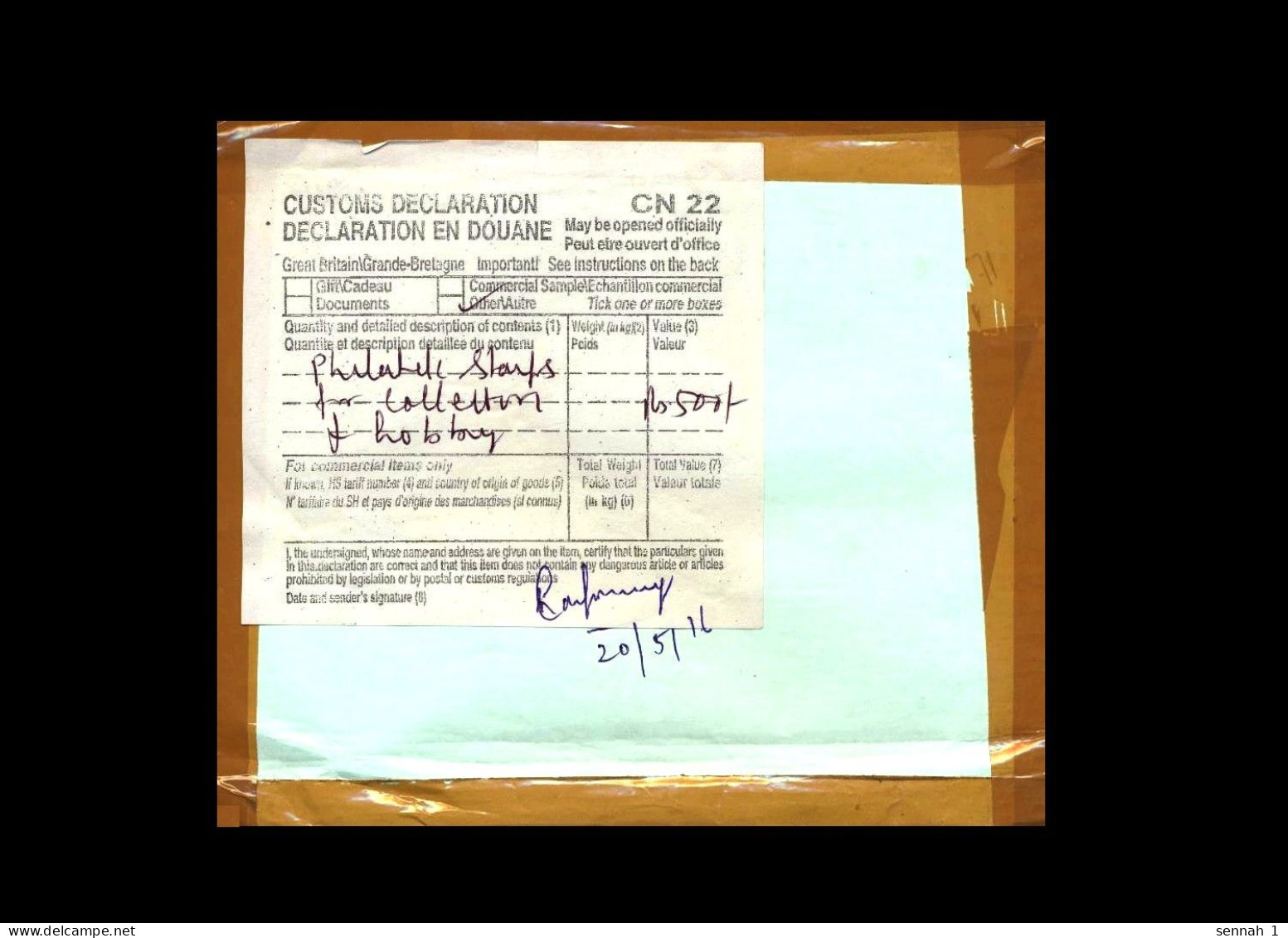 Indien / India: 'Barfreimachungs-Label [641001 Coimbatore], 2016' / 'Cash Payment Label', R-Brief - Cartas & Documentos