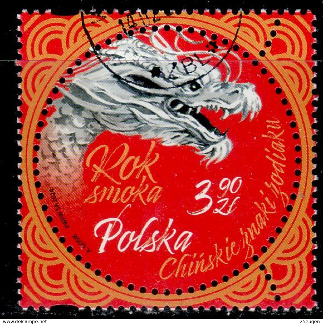 POLAND 2024 CHINESE ZODIAC SIGNS DRAGON  USED - Used Stamps