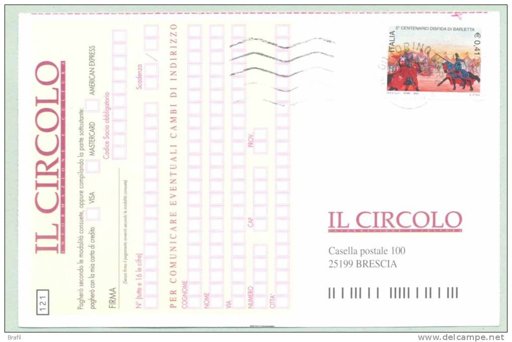 2003 Italia , Cartolina Per Richiesta Libri Affrancata Con Valore Anno 2003 - 2001-10: Storia Postale