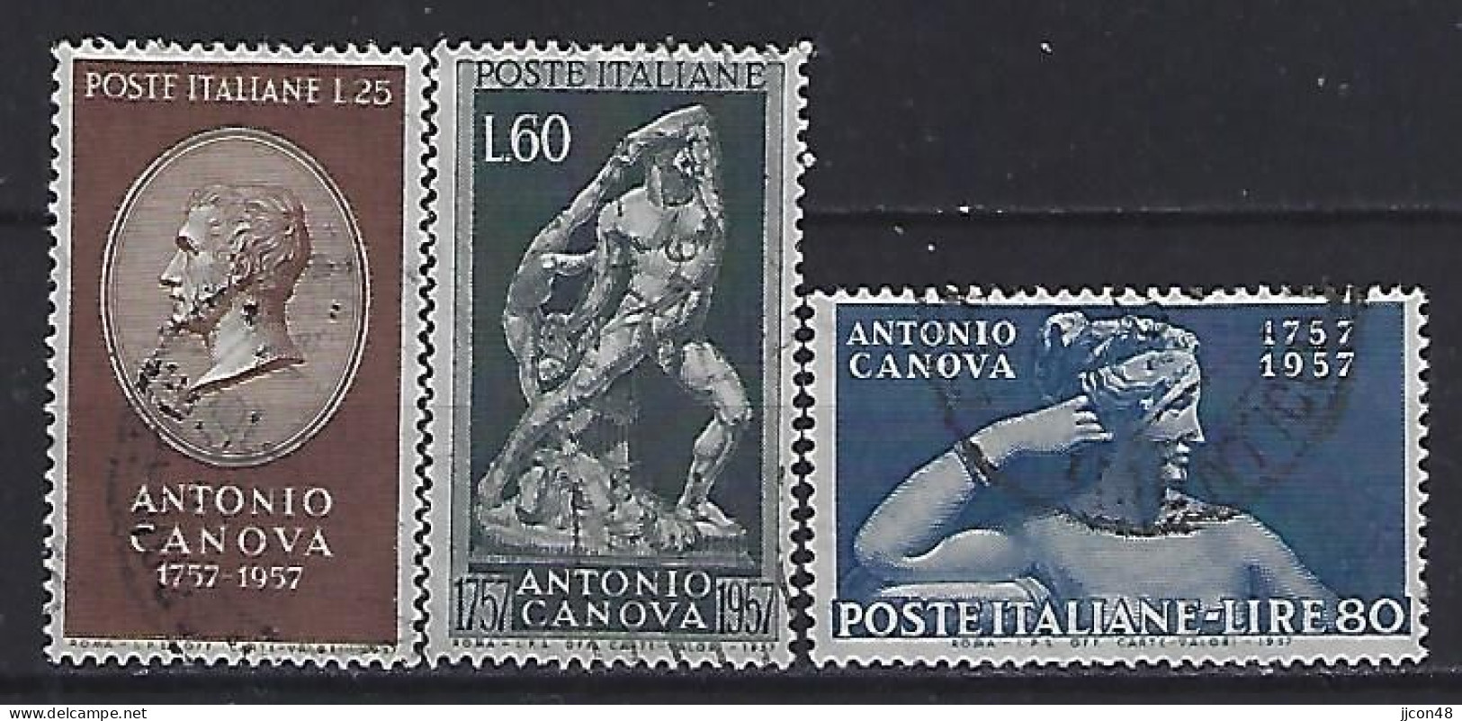 Italy 1957  Antonio Canova (o) Mi.988-990 - 1946-60: Gebraucht