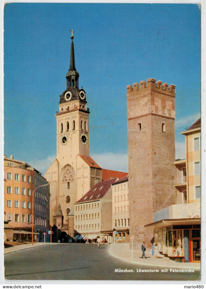 MUENCHEN  LOWENTURM  MIT  PETERSKIRCHE    (VIAGGIATA) - Muenchen