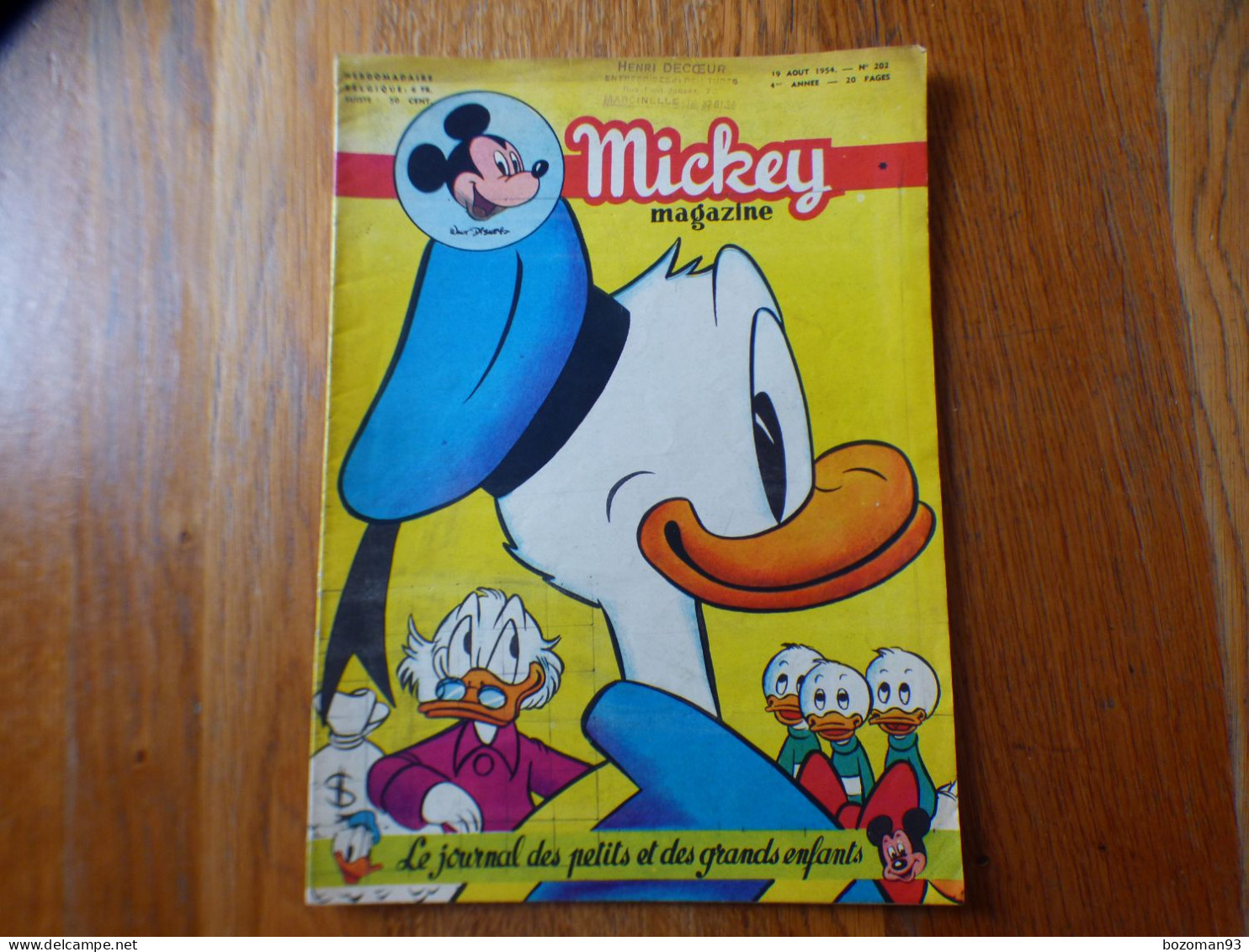 JOURNAL MICKEY BELGE N° 202  Du 19/08/1954  COVER  DONALD - Journal De Mickey