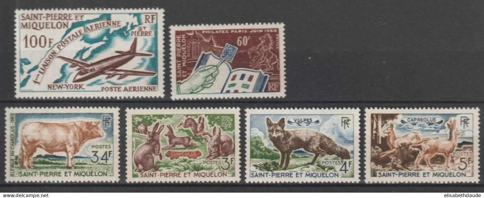 1963 - SPM - ANNEE COMPLETE AVEC POSTE AERIENNE * MLH - COTE = 57 EUR. - Années Complètes