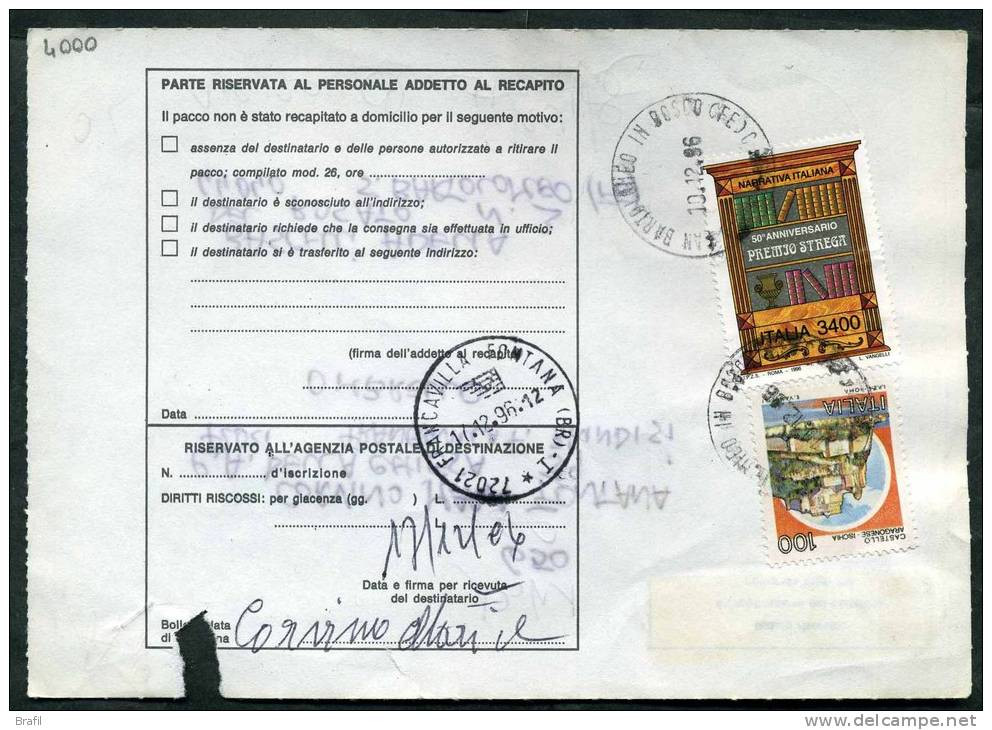 1996 Italia, Bollettino Spedizione Pacchi Con Commemorativi - 1991-00: Poststempel