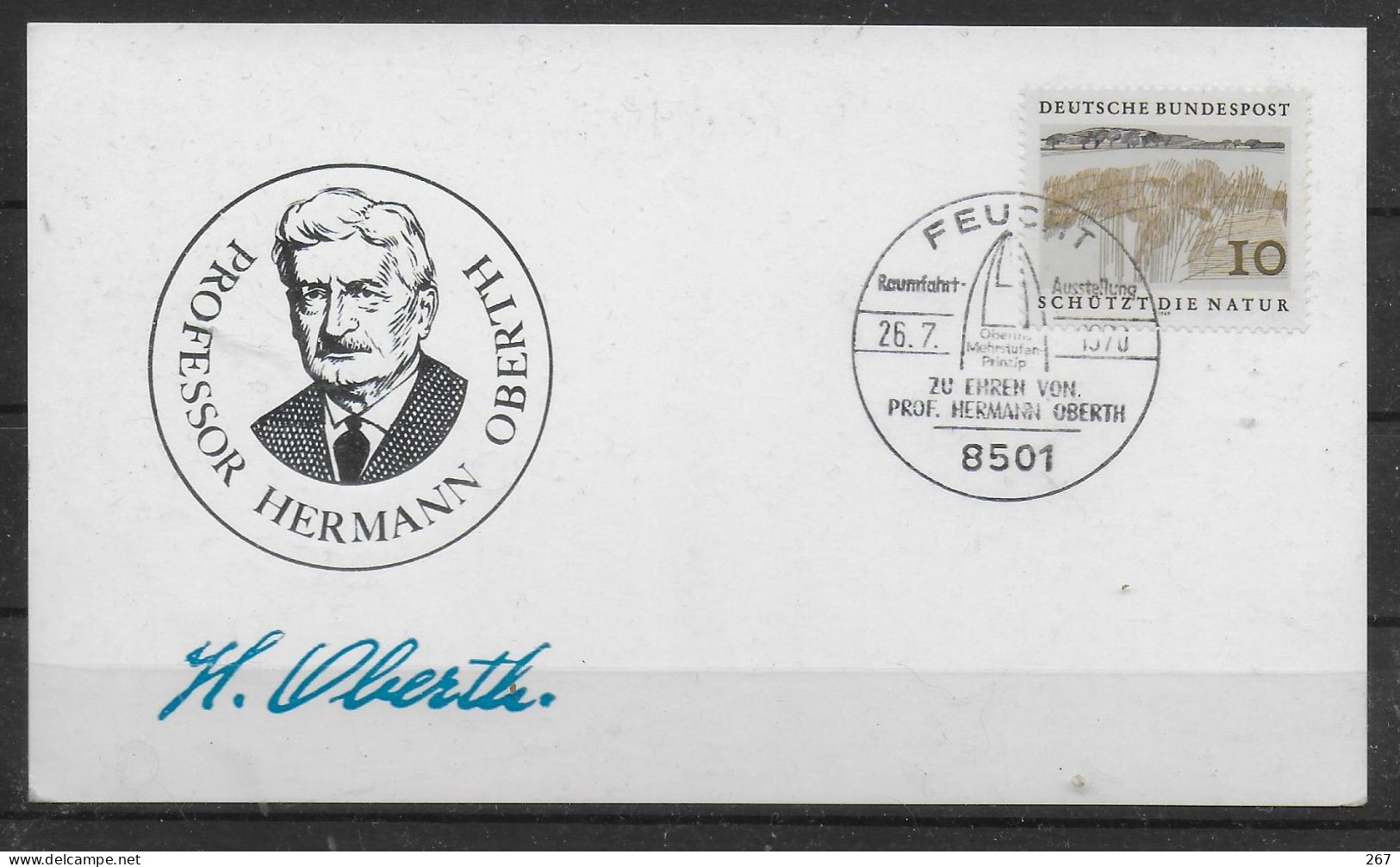 ALLEMAGNE  Carte 1970  Feucht   Hermann Oberth Physicien - Physik