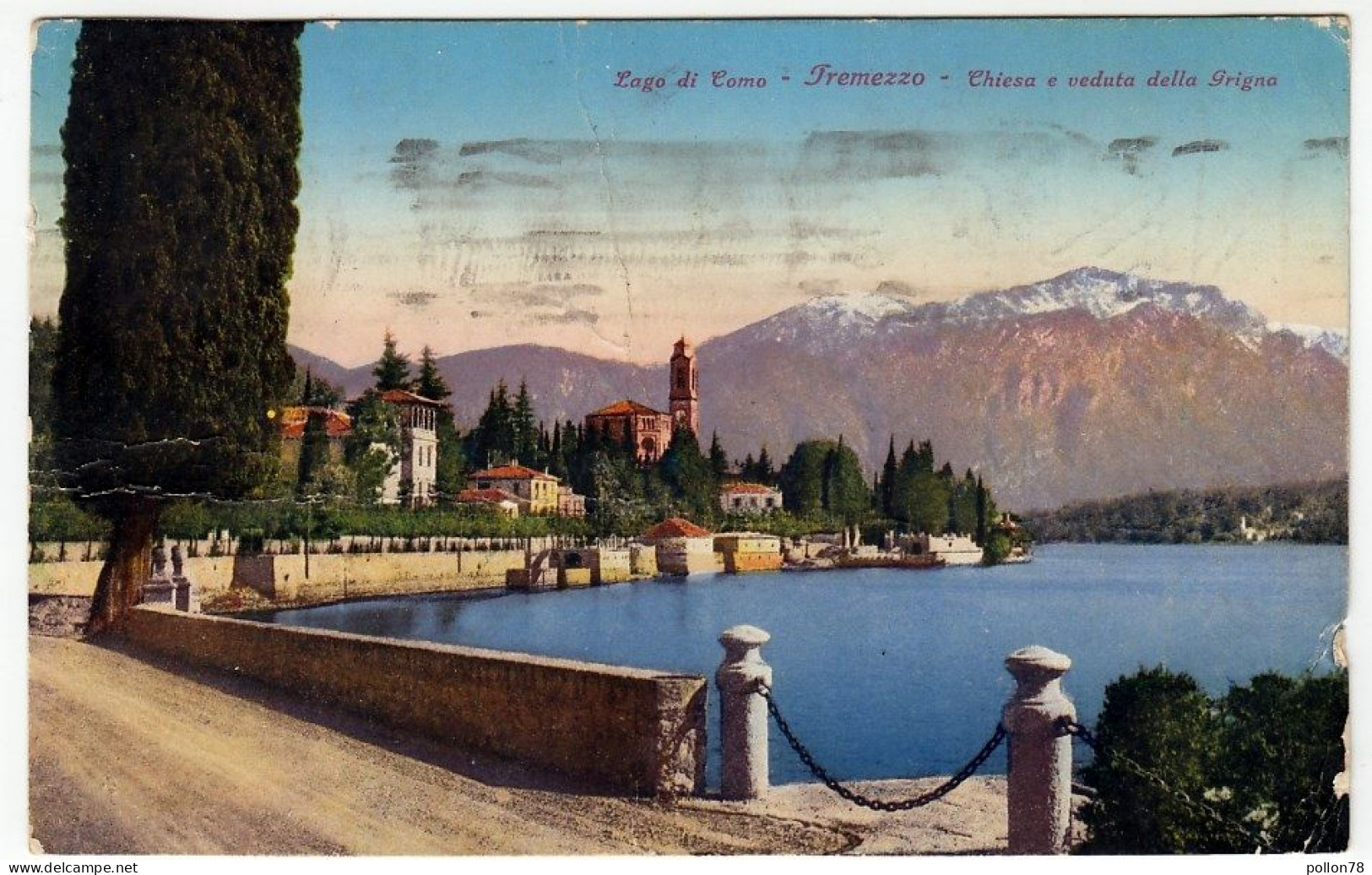 LAGO DI COMO - TREMEZZO - CHIESA E VEDUTA DELLA GRIGNA - 1938 - Vedi Retro - Formato Piccolo - Como