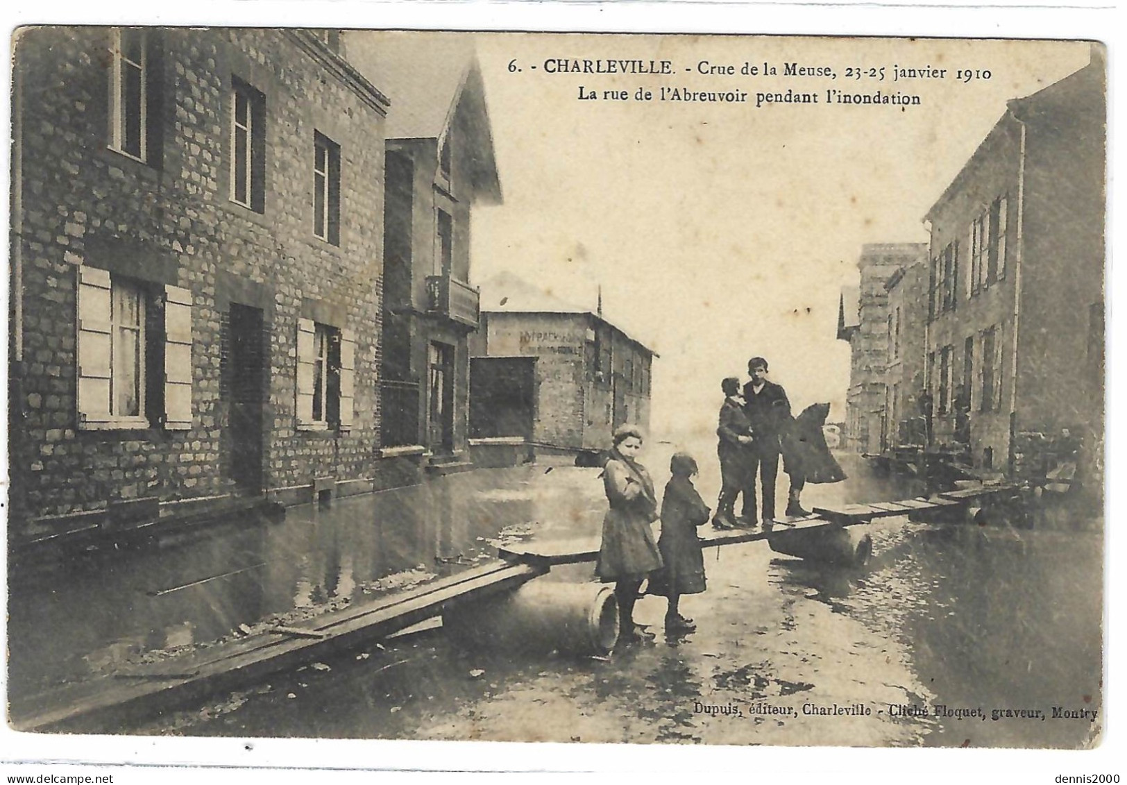 CHARLEVILLE (08) - Crue De La Meuse, 23-25 Janvier 1910 - La Rue De L' Abreuvoir Pendant L'inondation - Ed. Dupuis - Charleville