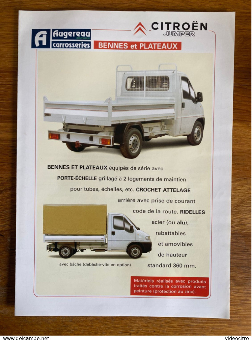 Catalogue - Brochure Citroën Jumper Benne Et Plateau Par Augereau - Publicidad