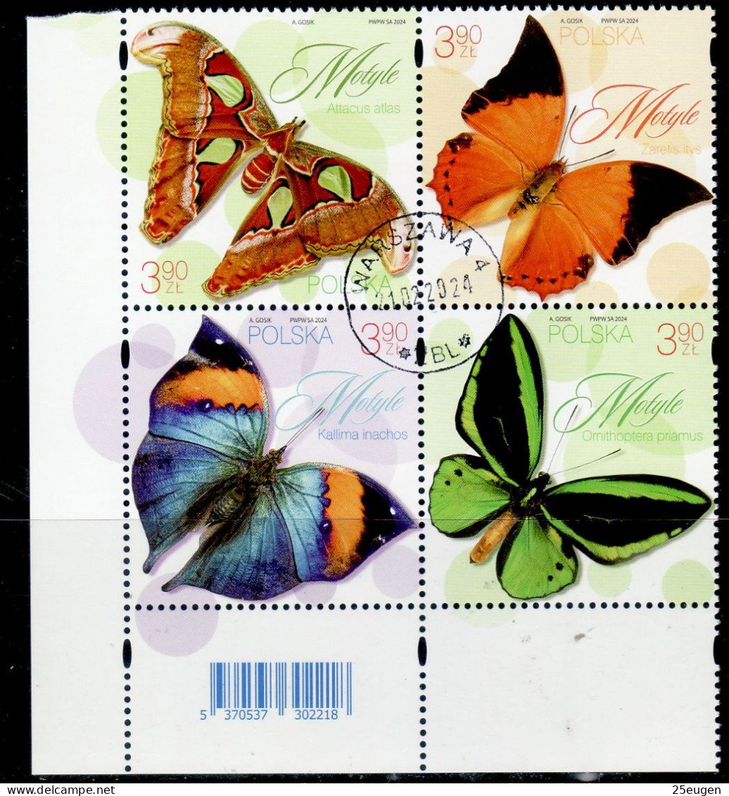 POLAND 2024 BUTTERFLIES  MS USED - Usati