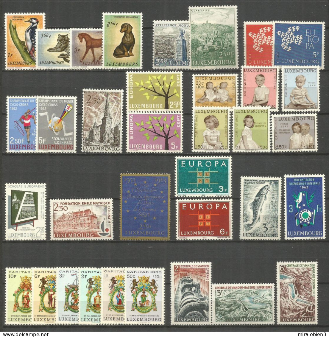 LUXEMBURGO 1961-1970 GRAN CONJUNTO ** SERIES COMPLETAS SIN FIJASELLOS EN COLECCION ALTO VALOR DE CATALOGO - Unused Stamps