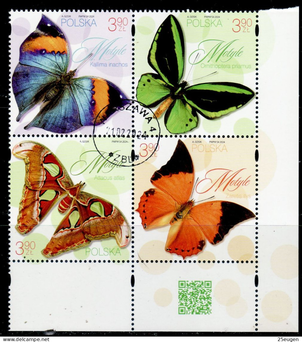 POLAND 2024 BUTTERFLIES  MS USED - Oblitérés