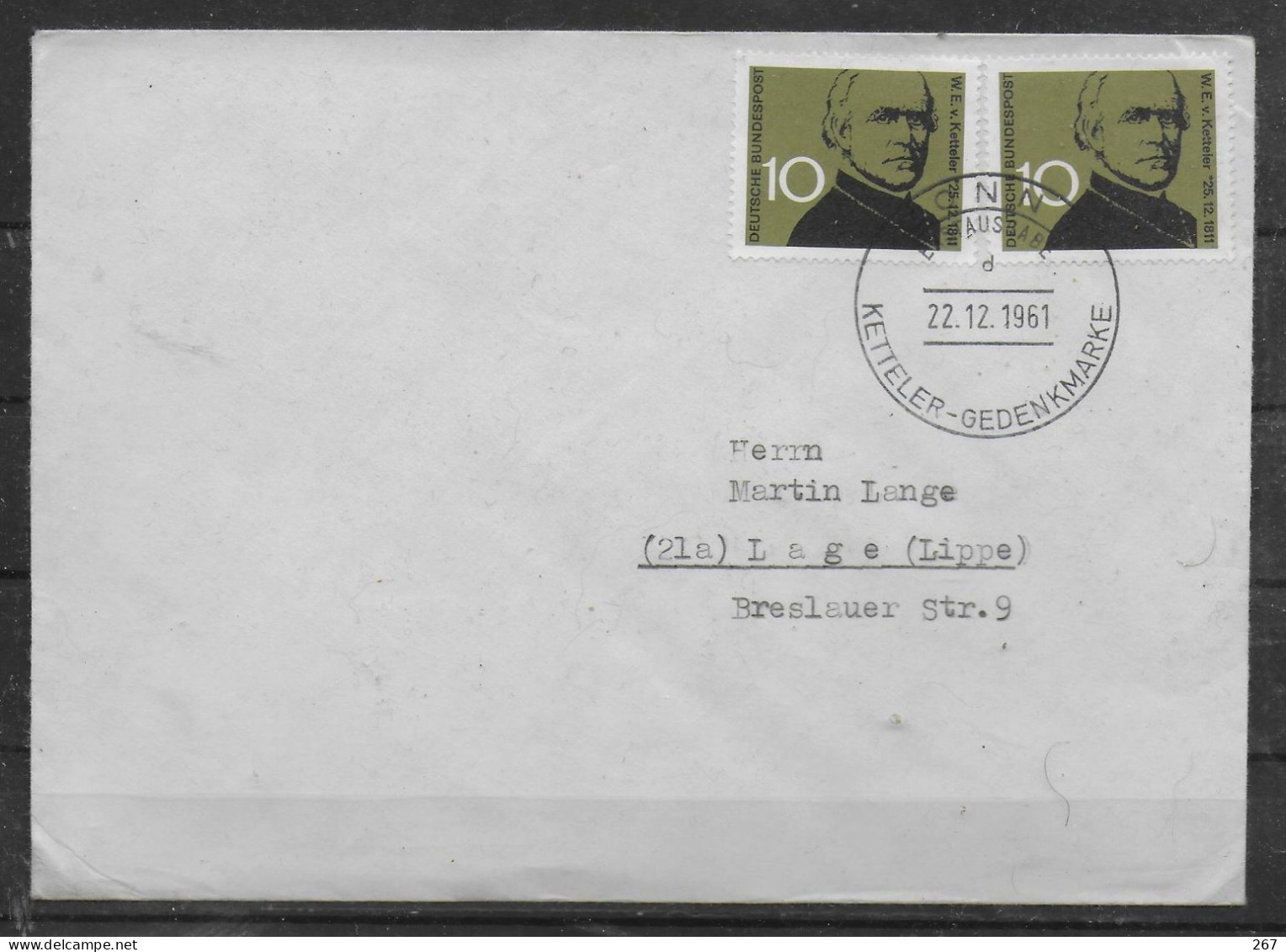 ALLEMAGNE  Lettre 1961 Baron Eveque Wilhelm Von Ketteler - Christianity