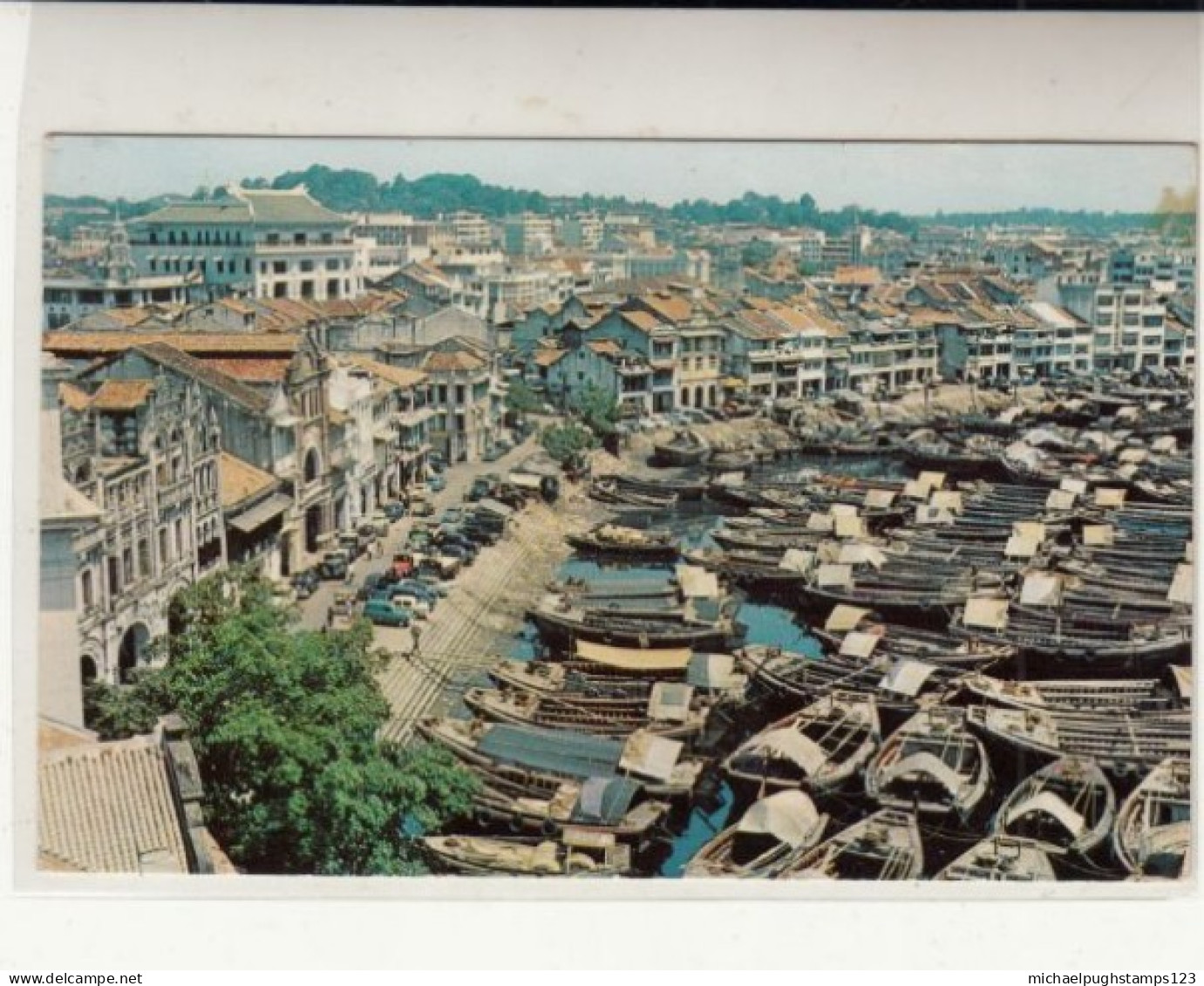 Singapore / Boat Quay Postcards / G.B. / Wilding Stamps - Singapour (1959-...)