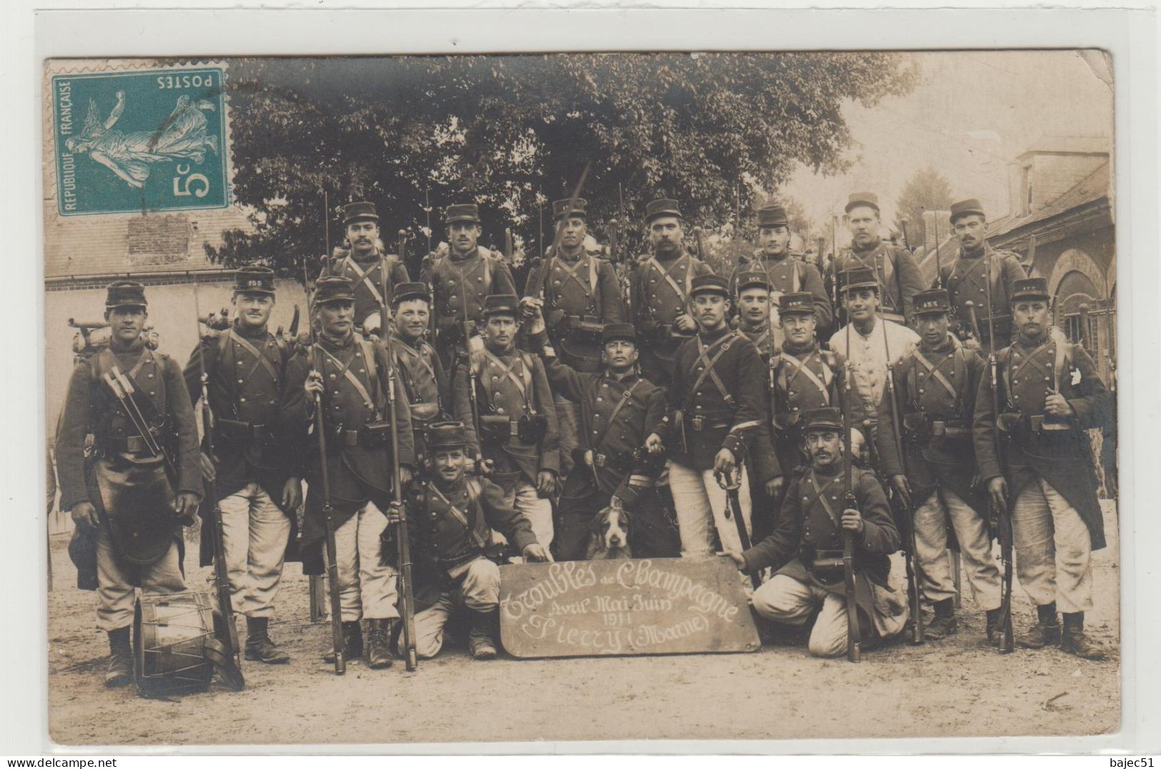 Carte Photo PIERRY Militaires Du155e Régiment D'Infanterie De Commercy Durant Les Révoltes Champagne Avril-mai-juin 1911 - Other & Unclassified