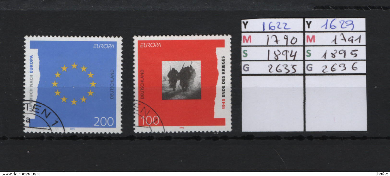 PRIX F. Obl 1622  1623 YT 1790 1791 MIC 1894 1895 SCO 2635 2636 GIB Europa Paix Et Liberté 1995 199575/12 - Used Stamps