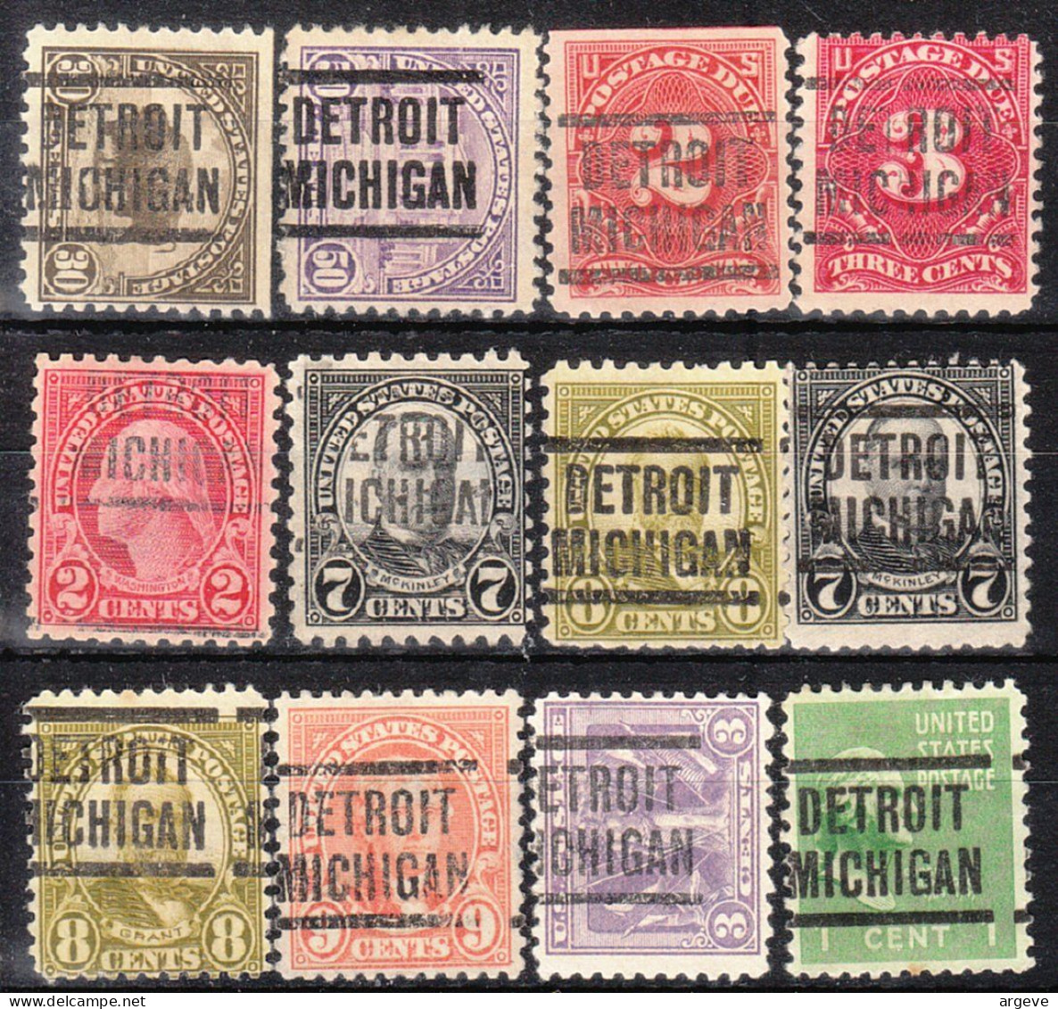 USA Precancel Vorausentwertungen Preo Locals Michigan, Detroit 204, 29 Diff. Perf. 19 X 11x11, 3 X 10x10, 7 X 11x10 1/2 - Preobliterati