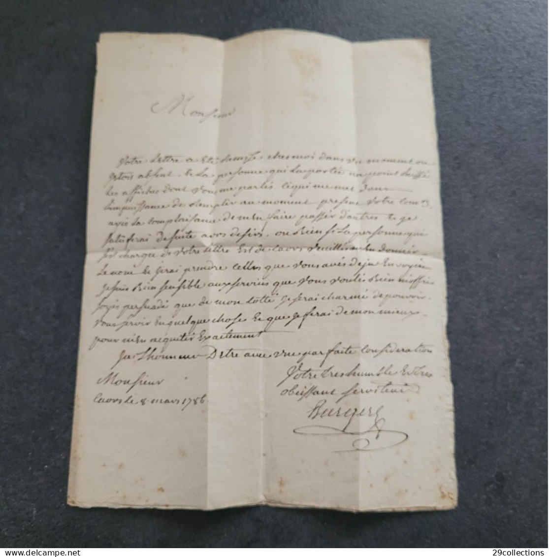 Lettre 1786 Marque CAORS (Cahors 46) - Lenain N°5: Indice Pothion 11 = 80€ (LAC) - 1701-1800: Précurseurs XVIII