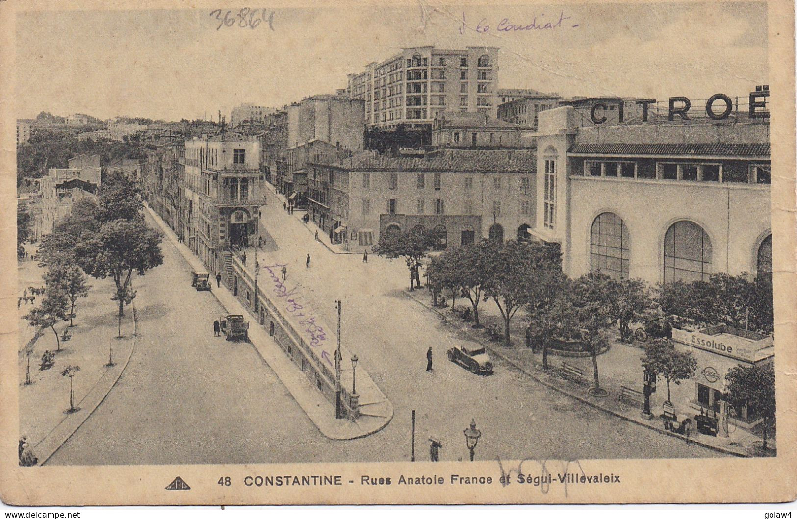 36864# ALGERIE CONSTANTINE RUE ANATOLE FRANCE ET SEGUI VILLEVALEIX GARAGE AUTOMOBILE CITROEN - Konstantinopel