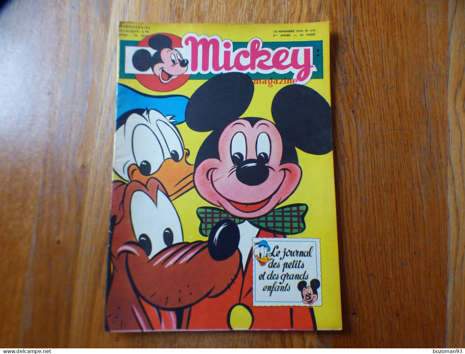 JOURNAL MICKEY BELGE N° 215  Du 18/11/1954  COVER  MICKEY DONALD ET PLUTO - Journal De Mickey