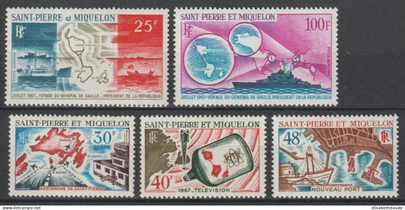 1967 - SPM - ANNEE COMPLETE AVEC POSTE AERIENNE * MLH - COTE = 111 EUR. - Années Complètes