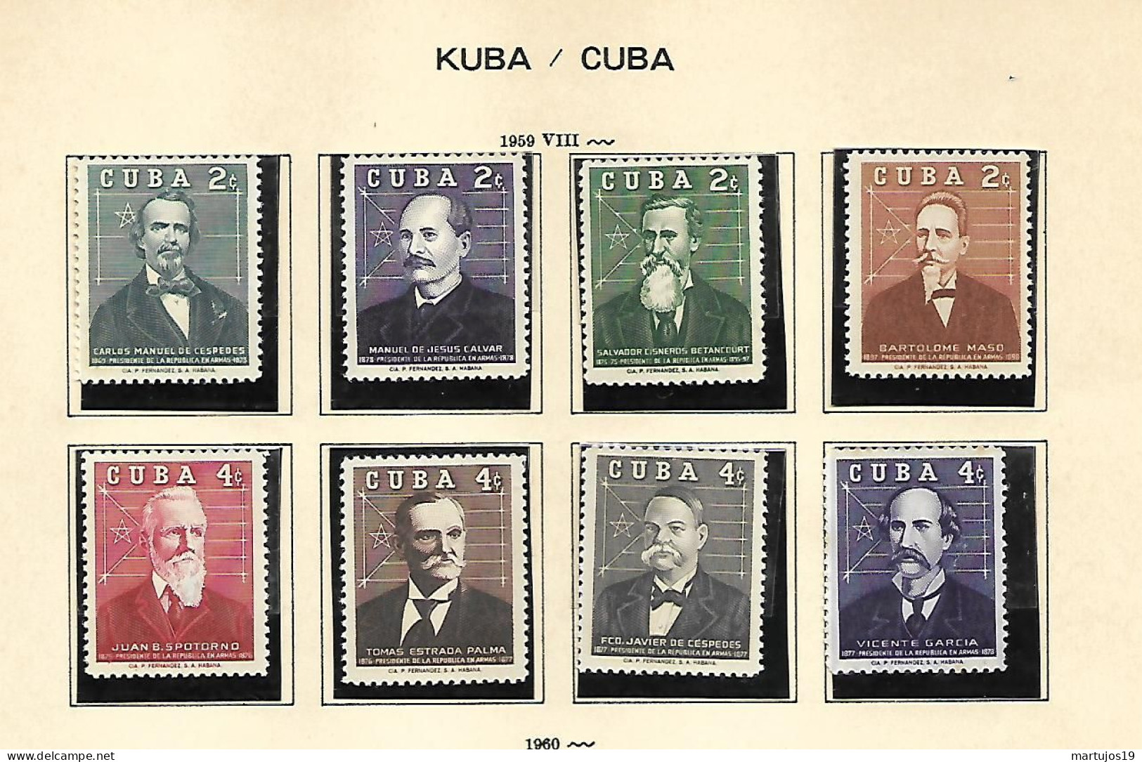 CUBA 1959 AÑO COMPLETO SIN GOMA - Andere & Zonder Classificatie