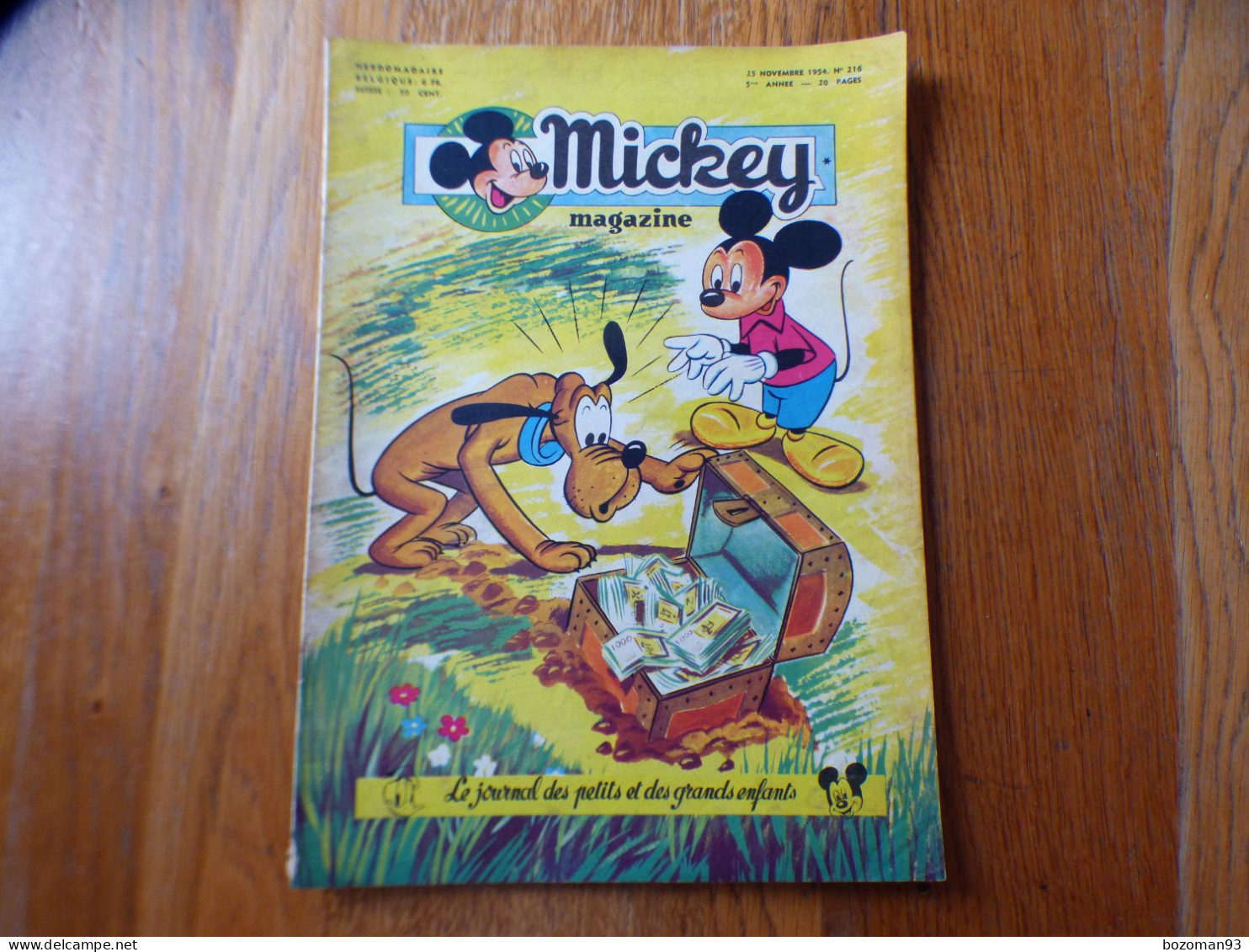 JOURNAL MICKEY BELGE N° 216  Du 25/11/1954  COVER  MICKEY  ET PLUTO - Journal De Mickey