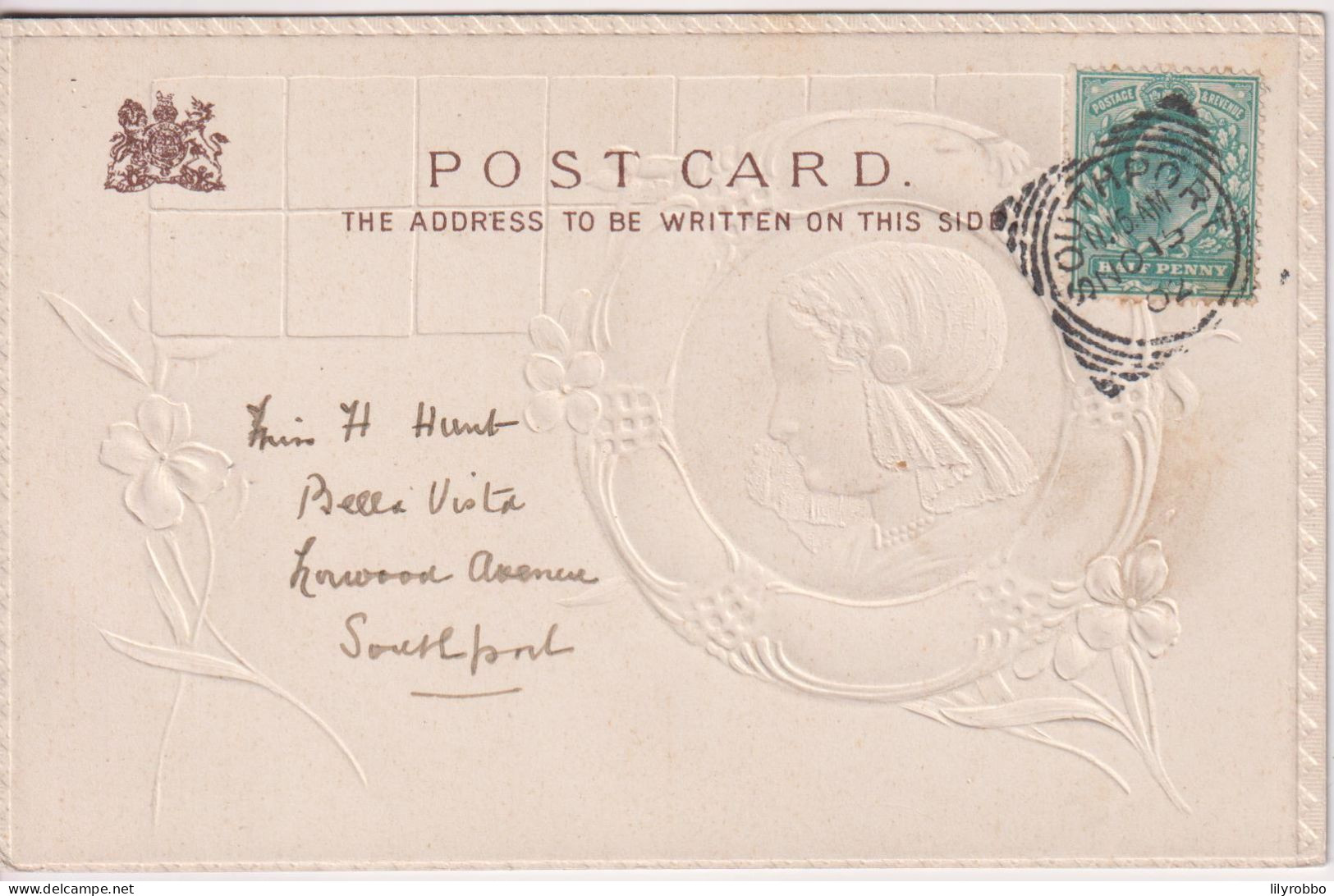 NETHERLANDS - Embossed Card Of Fishing Boats & Young Girl. Undivided - Southport SQ PM 1902 - Pêche
