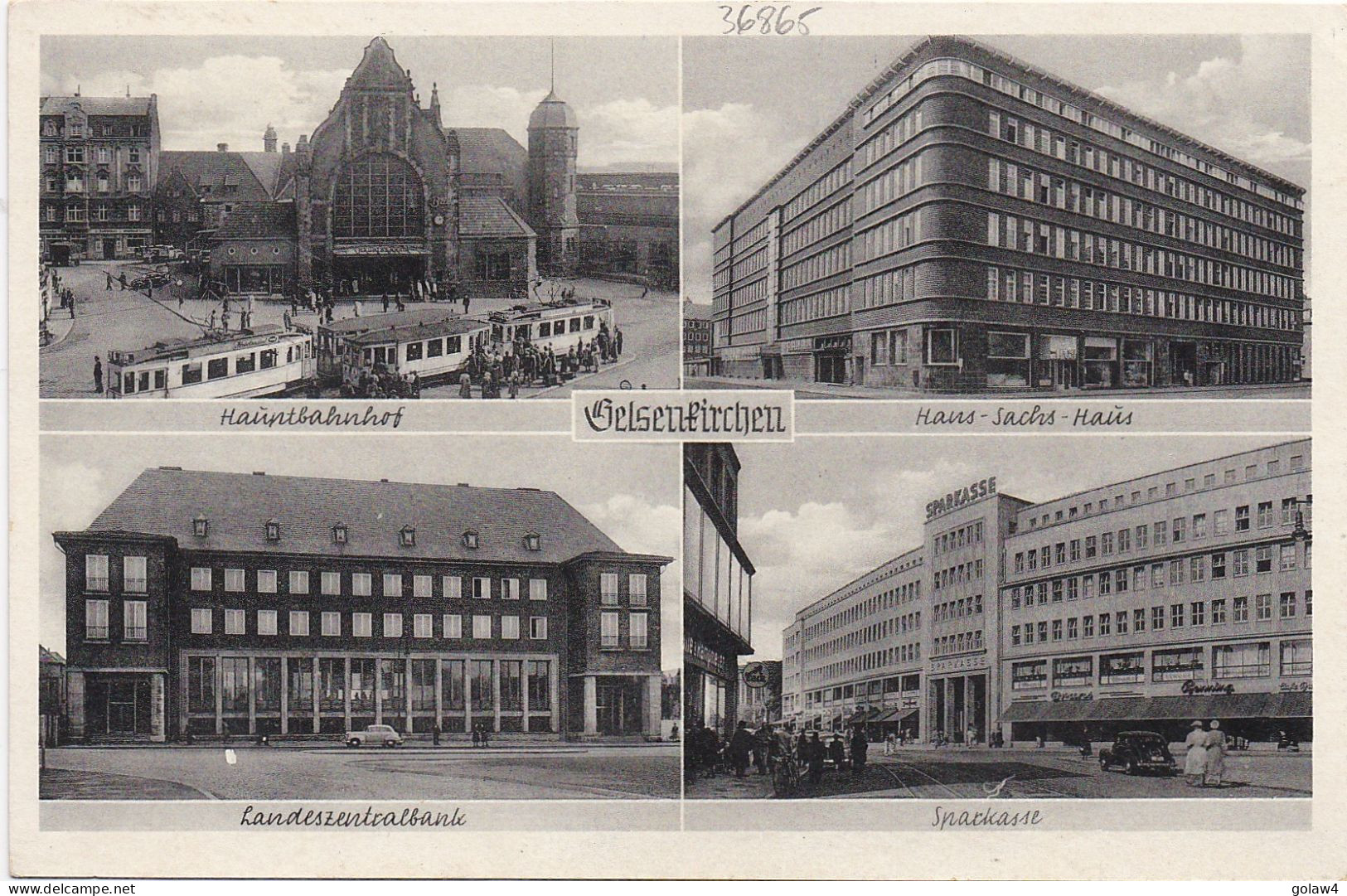 36865# GELSENKIRCHEN HAUPTBAHNHOF HAUS SACHS HAUS LANDESZENTRALBANK SPARKASSE 1952 - Gelsenkirchen