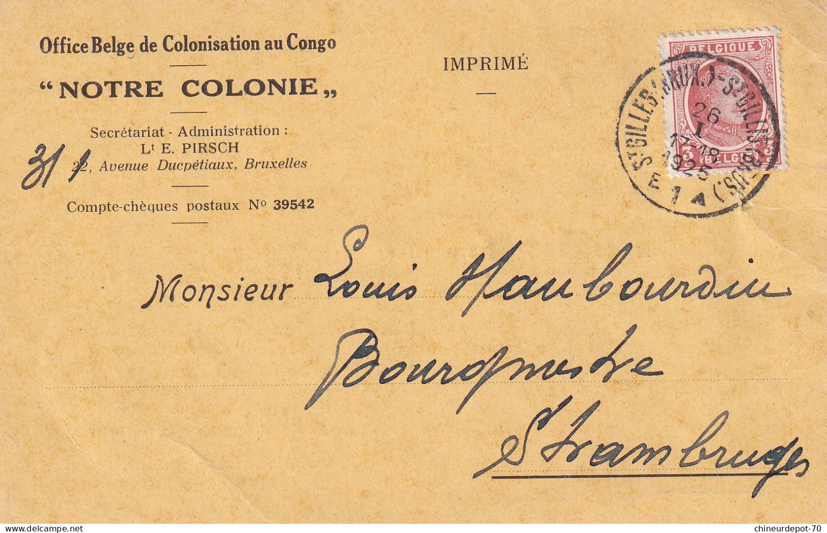 Office Belge De Colonisation Au Congo  "Notre Colonie" - Briefe