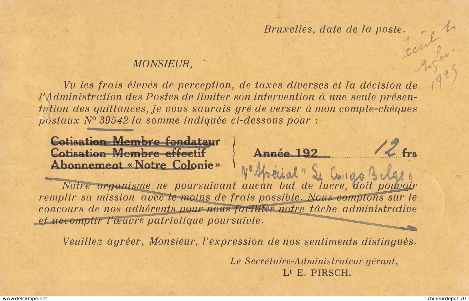 Office Belge De Colonisation Au Congo  "Notre Colonie" - Briefe