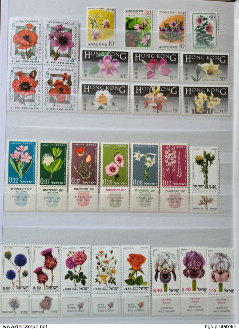 Collection de timbres sur le thème des Fleurs.