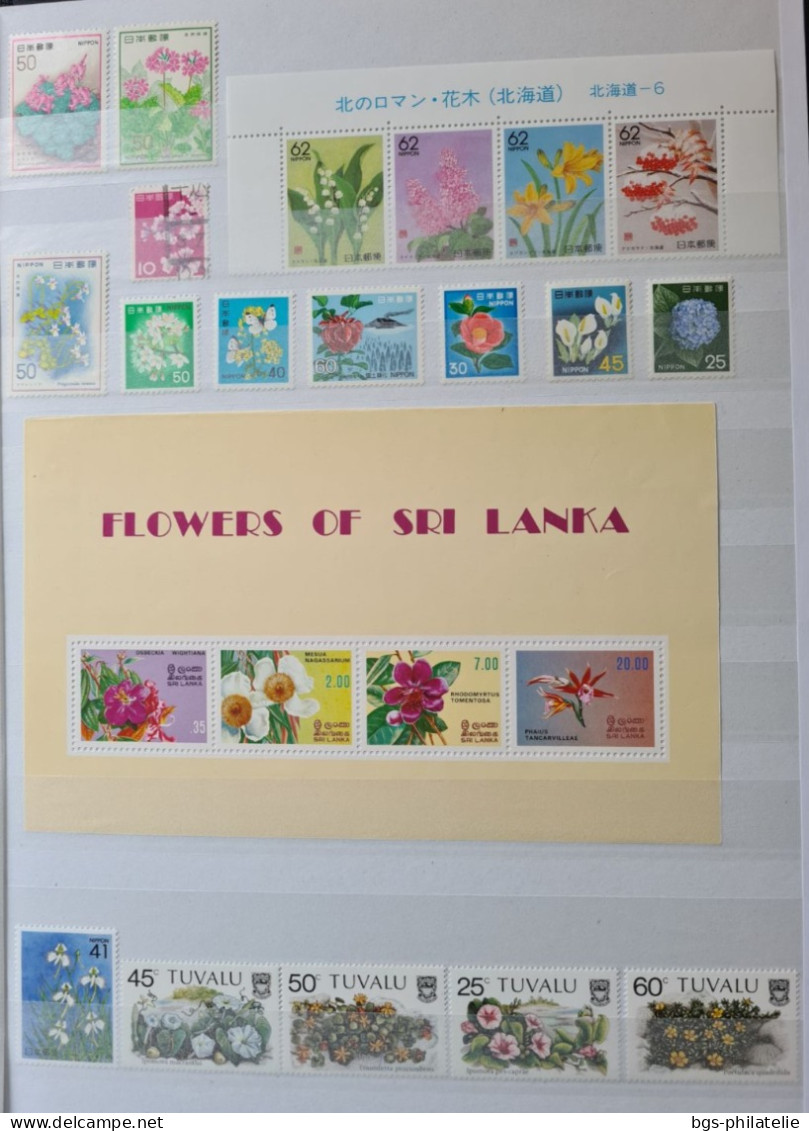 Collection de timbres sur le thème des Fleurs.