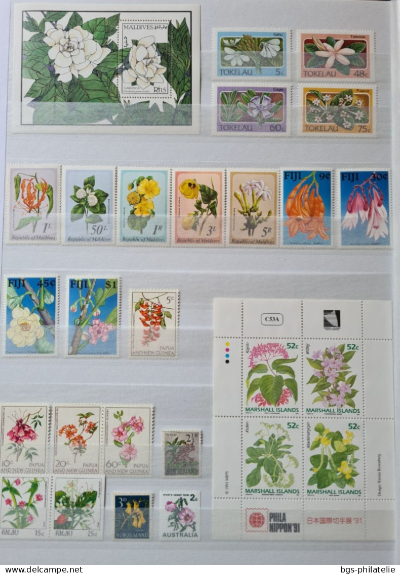 Collection de timbres sur le thème des Fleurs.
