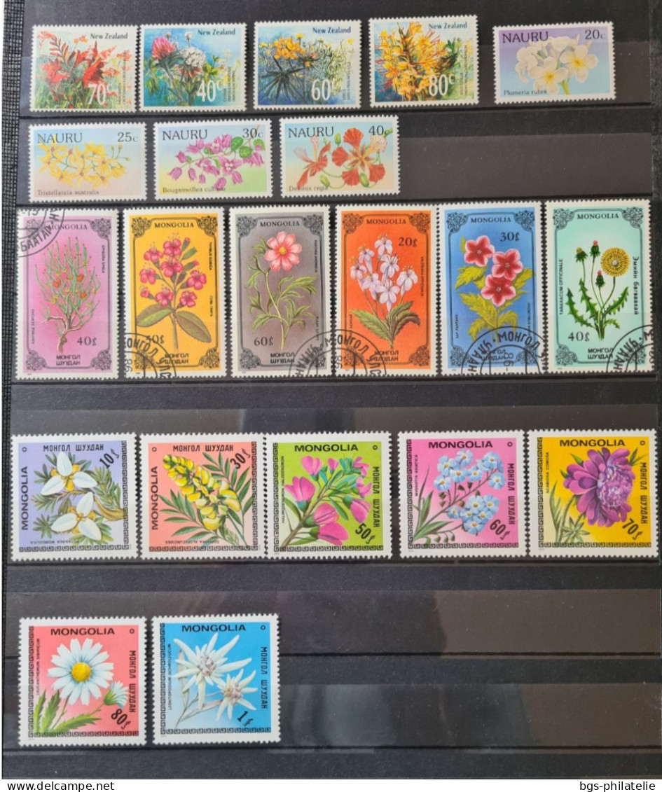 Collection de timbres sur le thème des Fleurs.