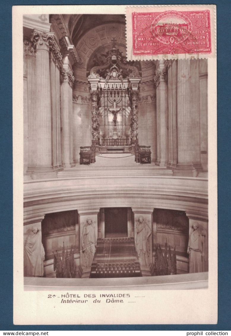 VIGNETTE " LA MAISON DE RETRAITE DE LA LÉGION D'HONNEUR " Sur CARTE POSTALE HOTEL DES INVALIDES CACHET SPÉCIAL - Aviazione