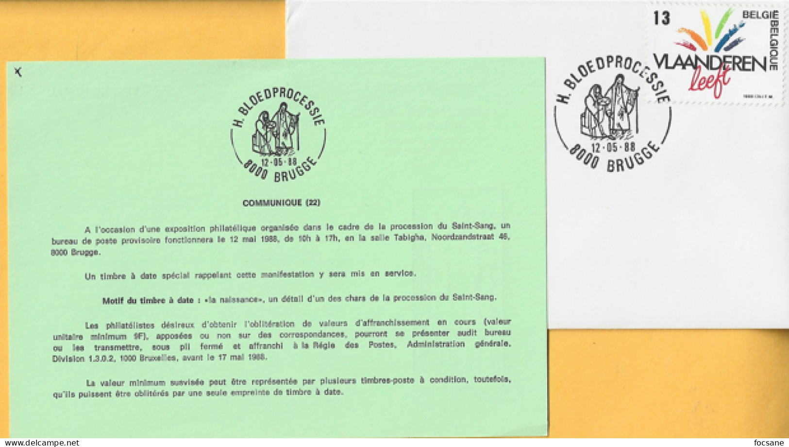 (22) H. Bloedprocessie 8000 Brugge 12-5-1988 Timbre N° 2278 - Andere & Zonder Classificatie