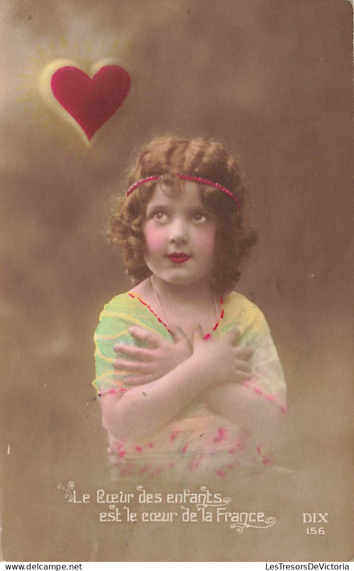 FANTAISIES - Enfant - Petite Fille - Le Cœur D'es Enfants St Le Cœur De La France - Colorisé - Carte Postale Ancienne - Sonstige & Ohne Zuordnung