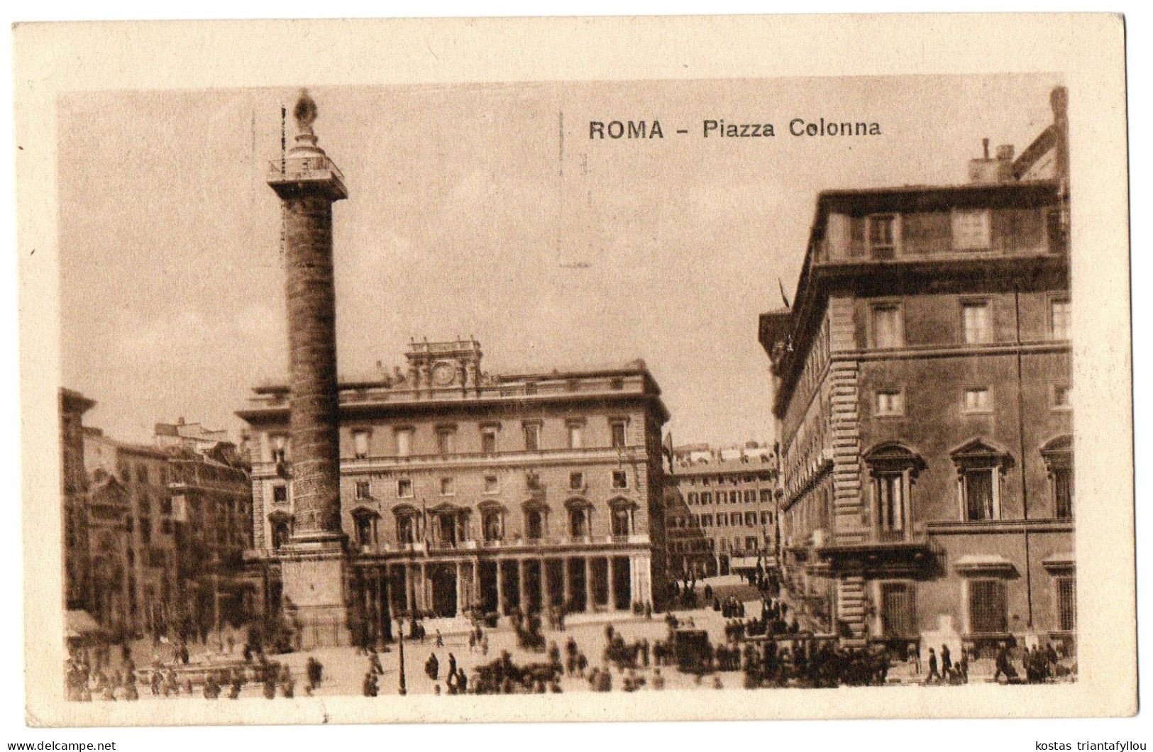 1.7.11 ITALY, ROME, PIAZZA COLONNA, 1920, POSTCARD - Monumenti