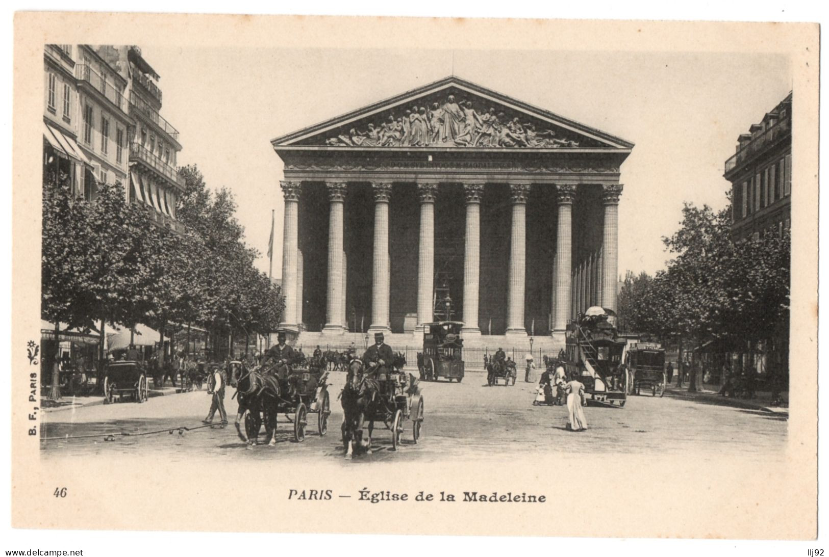 CPA 75 - PARIS - 46. Eglise De La Madeleine (animée, Attelages) - Dos Simple - Chiese