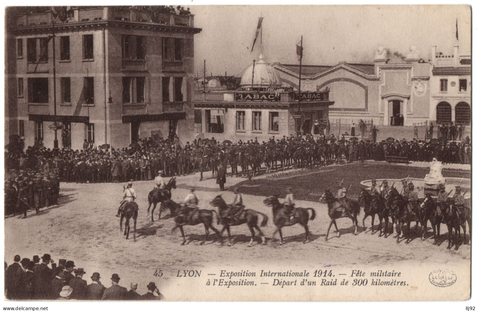 CPA 69 - LYON (Rhone) - 45. Exposition Internationale 1914. Fête Militaire. Départ D'un Raid De 300 Kilomètres - Otros & Sin Clasificación