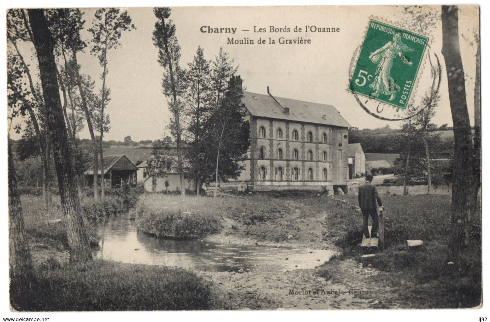 CPA 89 - CHARNY (Yonne) -  Les Bords De L'Ouanne. Moulin De La Gravière (petite Animation) - Ed. Morlot Et Aubel - Charny