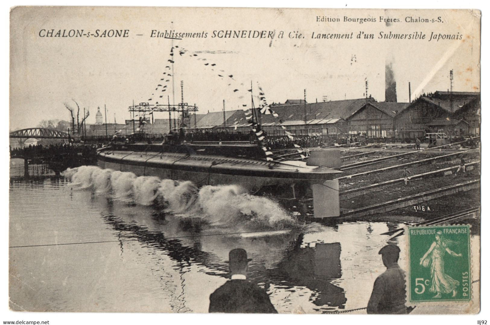 CPA 71 - CHALON SUR SAONE (Saône Et Loire) - Etablissements Schneider. Lancement D'un Submersible Japonais - Chalon Sur Saone