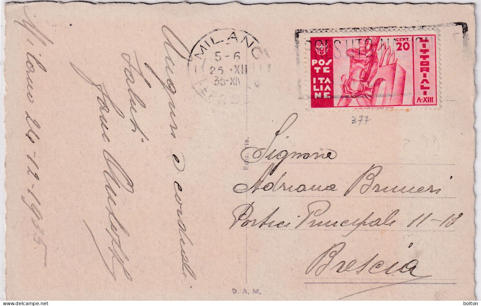 1936 Bella  Affrancata Con 20c LITTORIALI - Marcophilie