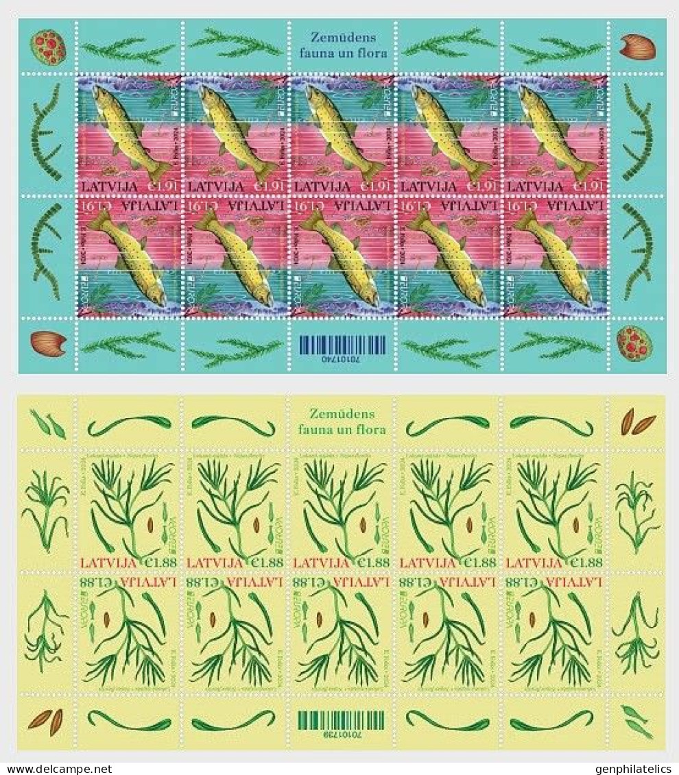 LATVIA 2024 Europa CEPT. Underwater Fauna & Flora - Fine 2 Sheets MNH - Lettonia