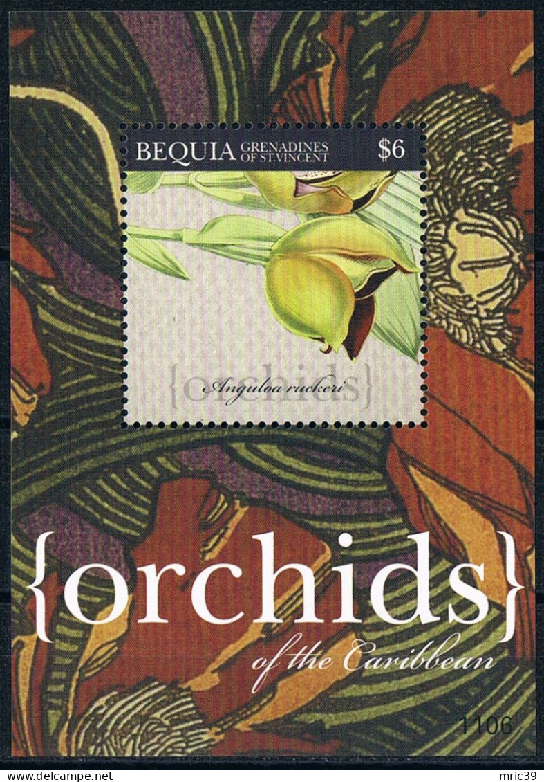 Bloc Sheet Fleurs Orchidées Flowers Orchids  Neuf  MNH **  Bequia 2011 - Orchids