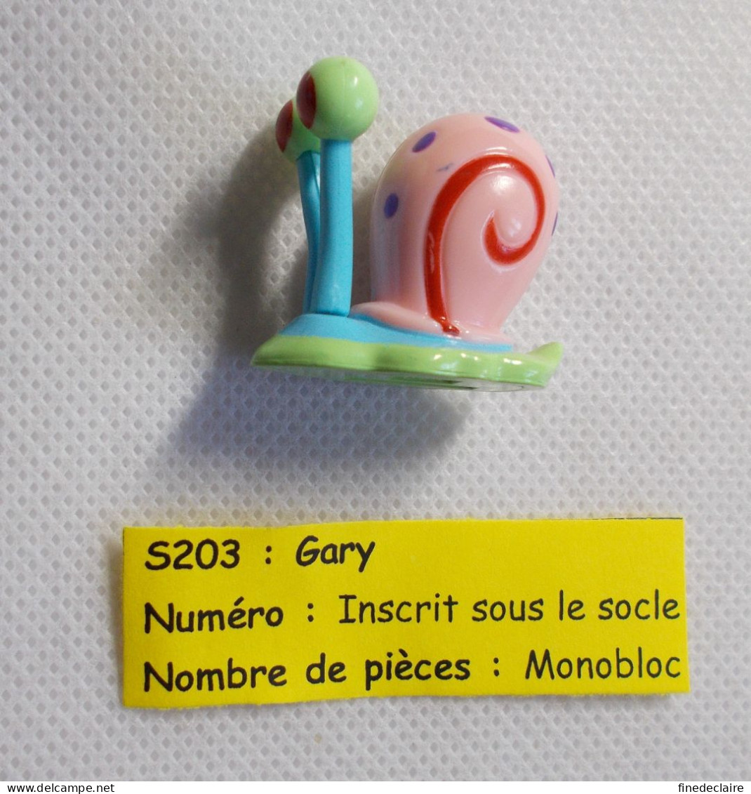 Kinder - Bob L'éponge Les Personnages, Octobre 2005 - Gary - S 203 - Sans BPZ - Monoblocs