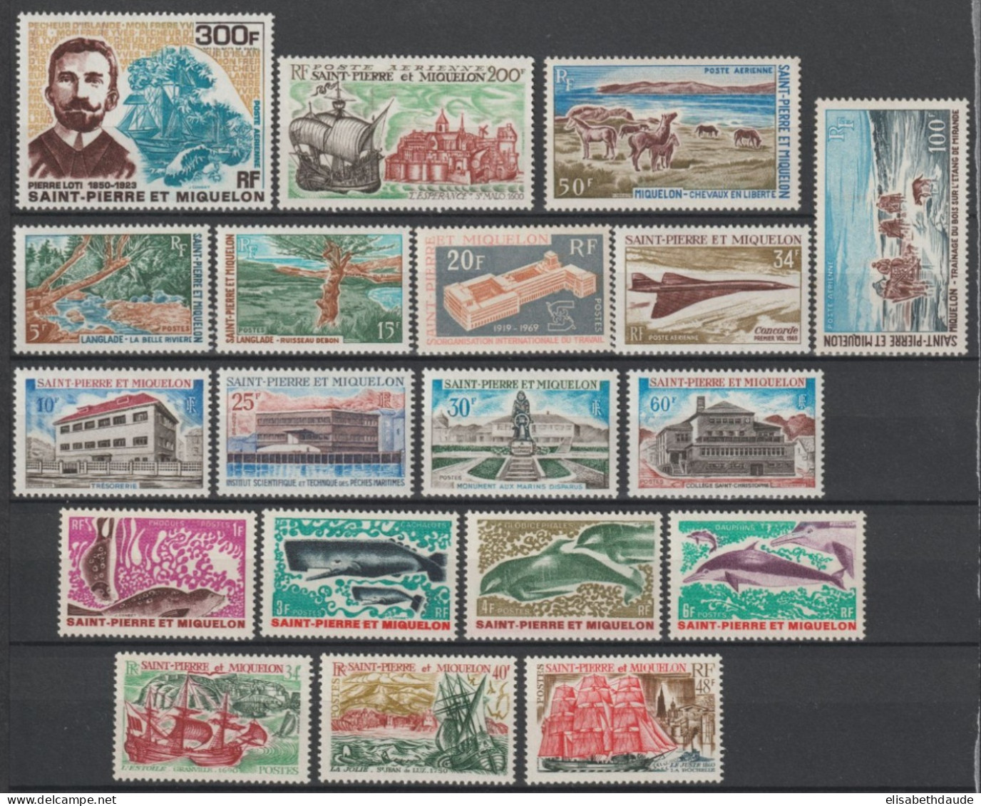 1969 - SPM - ANNEE COMPLETE AVEC POSTE AERIENNE * MLH (CHARNIERE QUASI INVISIBLE !) - COTE = 403.5 EUR. - Volledig Jaar