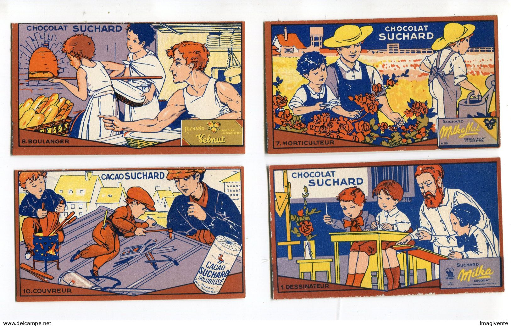 Lot De 4 Chromos Chocolat SUCHARD Series 501 Les Apprentis - Suchard